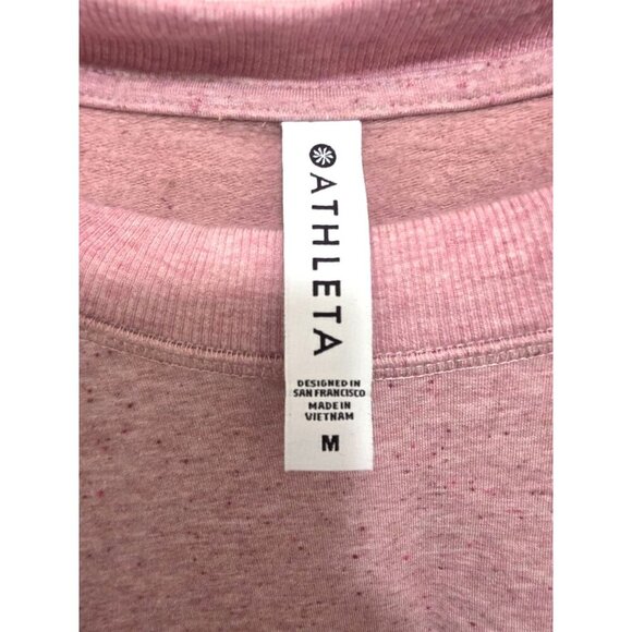 Athleta Pink Speckled Long Sleeve Sweatshirt With Side Slits & Thumb Holes Women - Picture 7 of 8